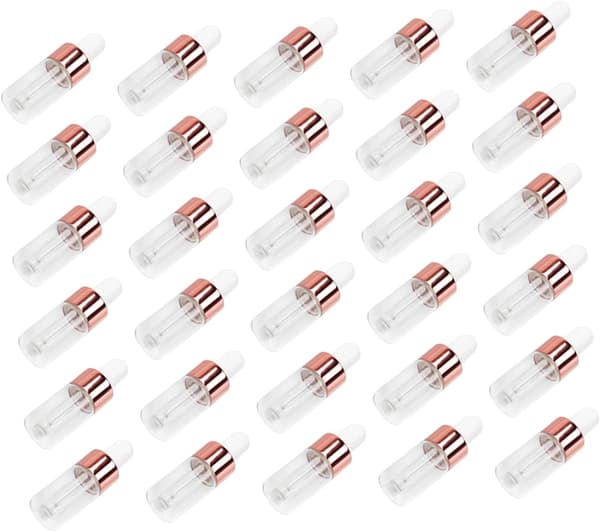 50 st 3 ml glasdroppflaskor läckagesäkra för eteriska oljor Resor Små tomma flytande glasflaskor
