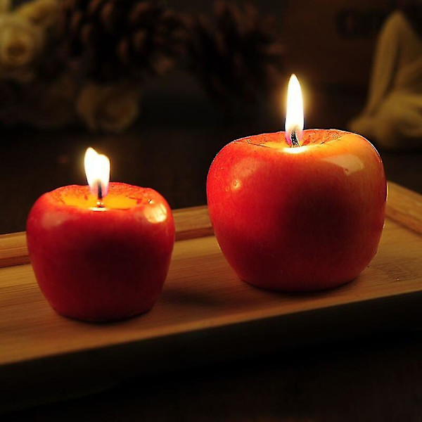 2 st Romantiska Röda Äpple & Apelsinformade Doftljus