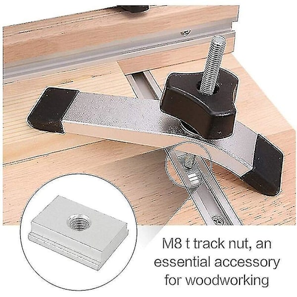 10 stk M8 T-spormutter, Aluminium glidende T-mutter, 30*23*7.8mm, M8 T-spor sklie, For trebearbeiding verktøy spor feste, versailles