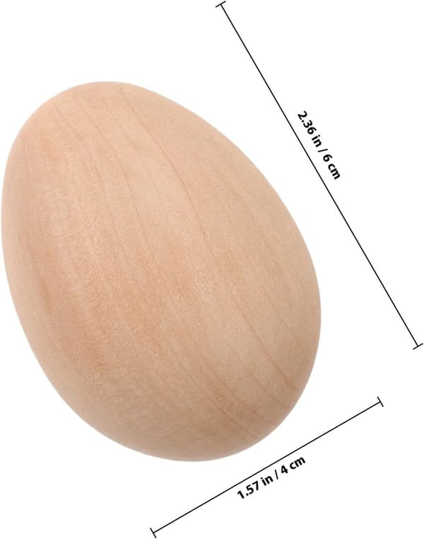 6 stk. tre-egg til å male, falske egg, uferdige tre-eggformede, glatte, dekorative