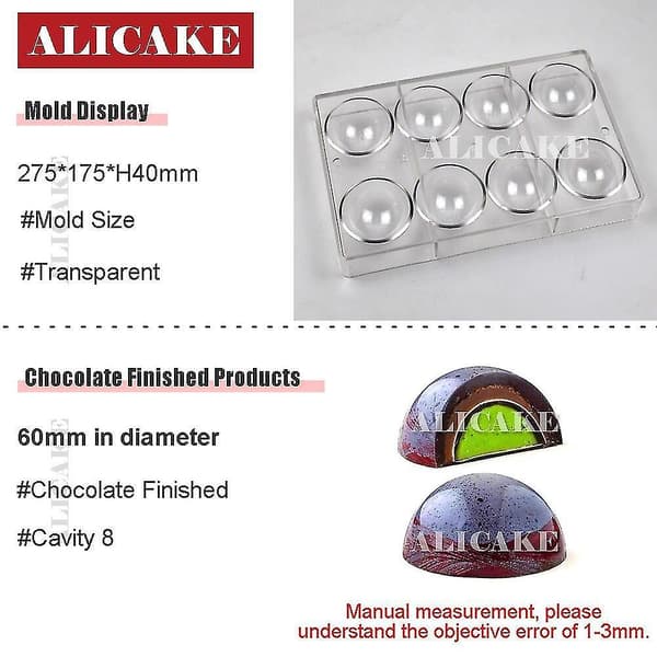 3D Polycarbonat Chokoladeforme Sfærisk Bold Bageri Kage