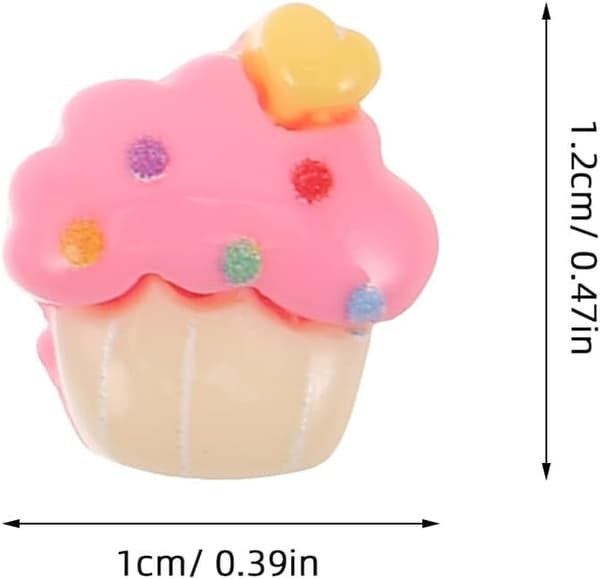 100 st mini hårklämmor söta harts flatback berlocker tecknad cupcake berlock