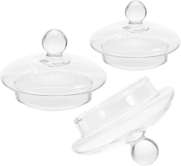 3 st tekannlock i glas, ersättningslock för tekannor i glas