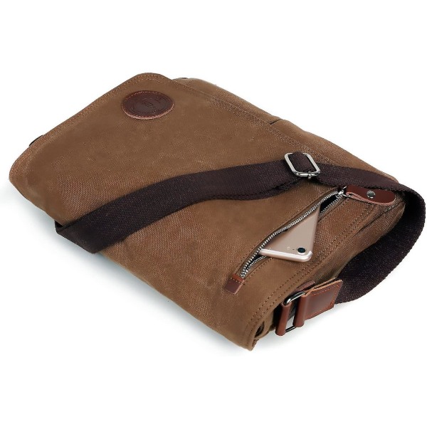 Mænds Canvas Messenger Skuldertaske Til Skole Arbejde Rejse (brun)
