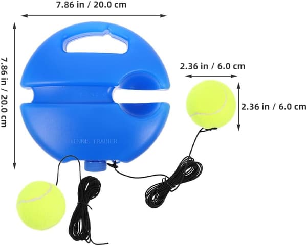 Tennis Tränare Rebounder Kit med Blå Rund Bas, 2 Elastiska Strängbollar för Soloträning