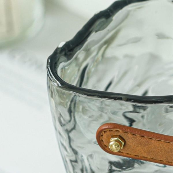 Glasvas i form av en väska, handväskaformad blomvas med bubbla för akvarium (grå, guld) - yuhao L golden