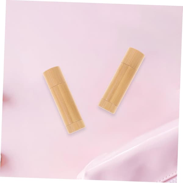 2 stk. tomme leppestift-leppepomade-lipgloss-tuber i bambus, beholdere for kosmetikk til lipgloss-tuber
