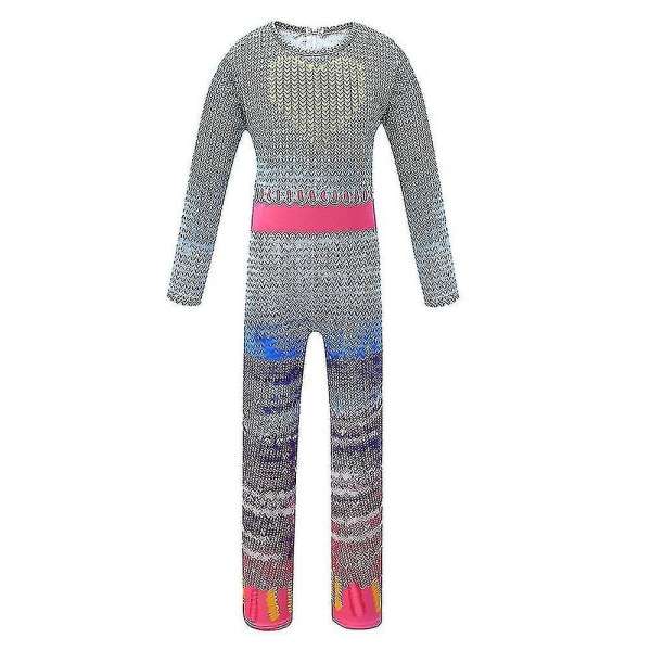 Trolls Poppy Kostym för Barn Flickor Jumpsuit Peruk Outfit 7-8 Years
