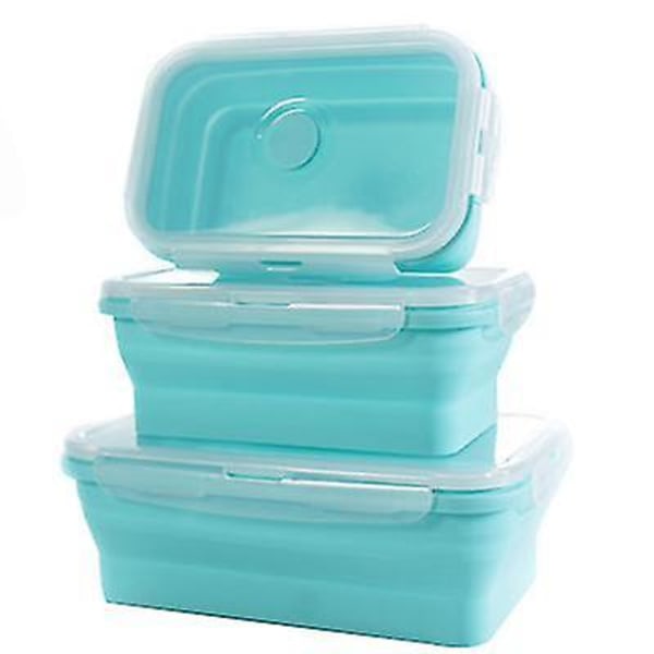 3pcs Silicone Collapsible Lunch Box Portable Microwave