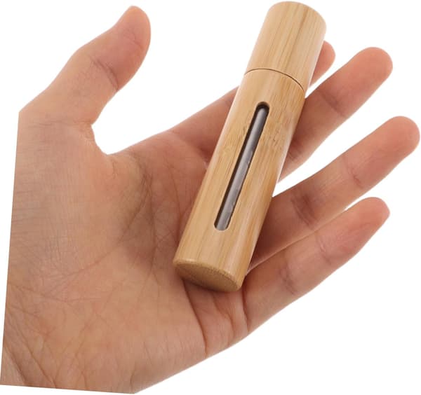 5 st bambu roll-on-flaskor påfyllningsbara eteriska oljeflaskor med smidig applicering bärbara parfymbehållare