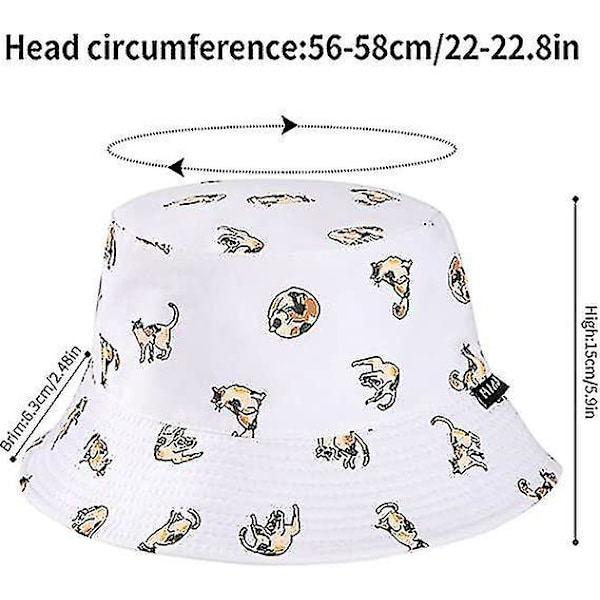 Vändbar Bucket Hat Kvinnor Sommar Solhatt Anti-UV Skydd För Resa Strandvit - Q1