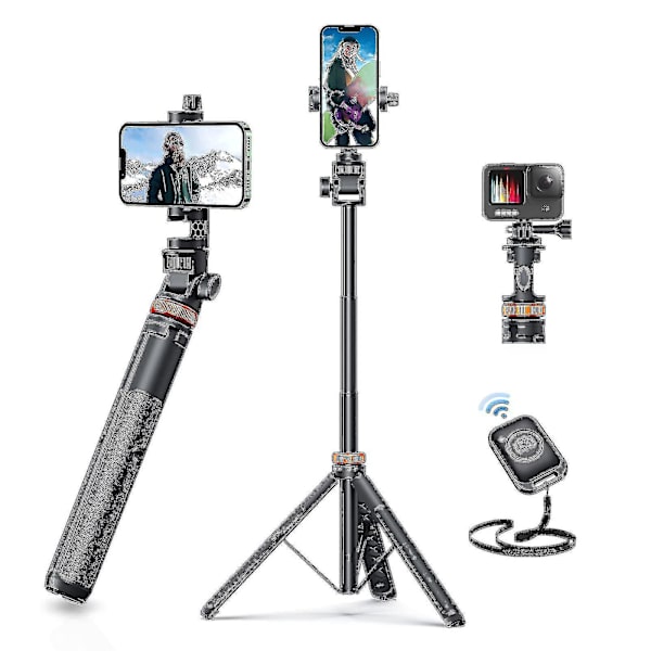62\" Telefonstativ, Eucos Selfie Stick Stativ med Fjärrkontroll, Uppgraderat Iphone Stativ Resestativ, Stabilast Mobiltelefonstativ Kompatibelt med Ipho