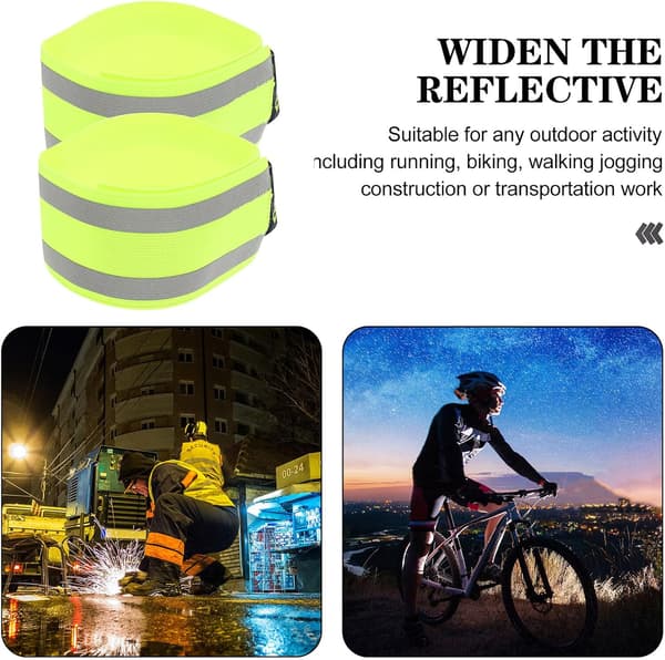 2 stk reflekterende benbånd multifunksjonelt sykkelarmbånd med høy synlighet, elastiske sikkerhetsstropper i polyester