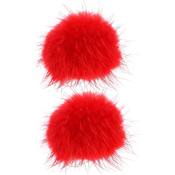 2 stk. fluffy kunstpels duskballer lyse for nøkkelringer hatter sko