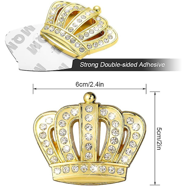 2 kpl Bling Crystal 3D Auton Tunnusmerkki Tarra, Vedenkestävä Kromi Metalli Kruunu Auton Tarra