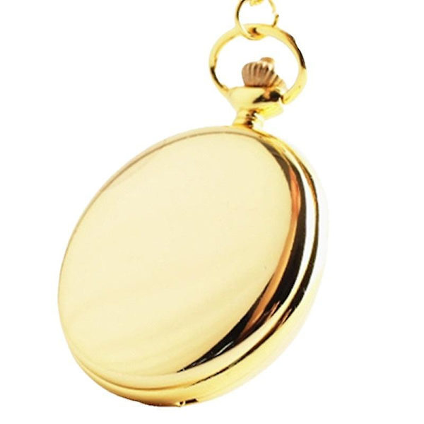Lommeklokke-halskjede i vintage-stil, kvartslommeklokke, blank lommeklokke Gold