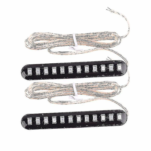 2 stk Bil Motorsykkel Flytende Bremslys 12 LED Blinklys Stripe