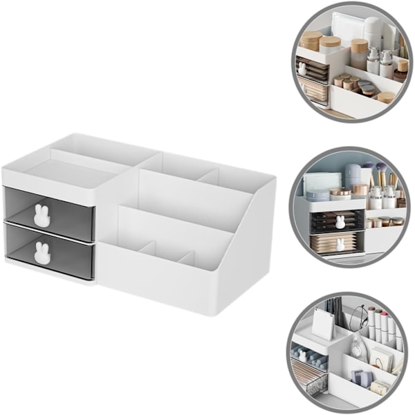 Kosmetik Opbevaringsboks Robust Pp Materiale Bordplade Organizer Skrivebordsskuffe Opbevaringsboks Hvid