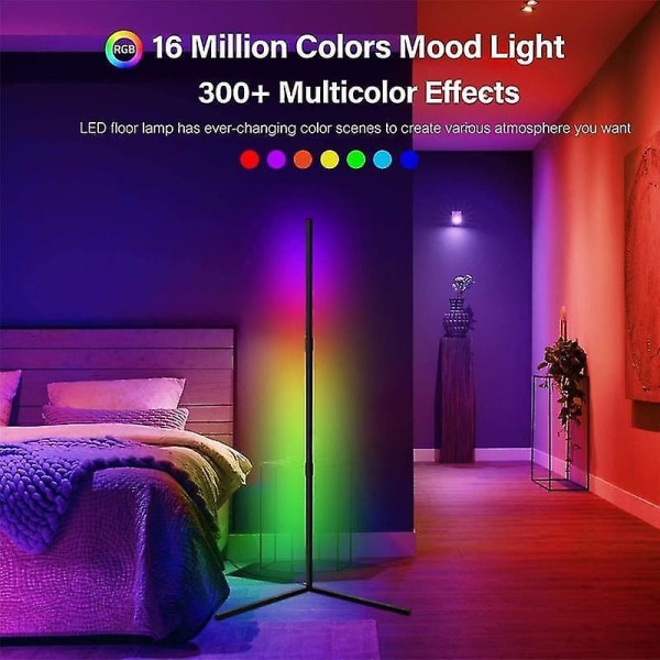 Moderne LED hjørnegulvlampe RGB dæmpbar fjernbetjening