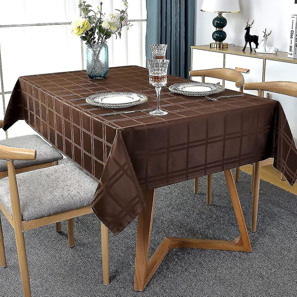 Rektangulär Duks Plaid Stil Polyester Duk Spillskyddad Skrynkel