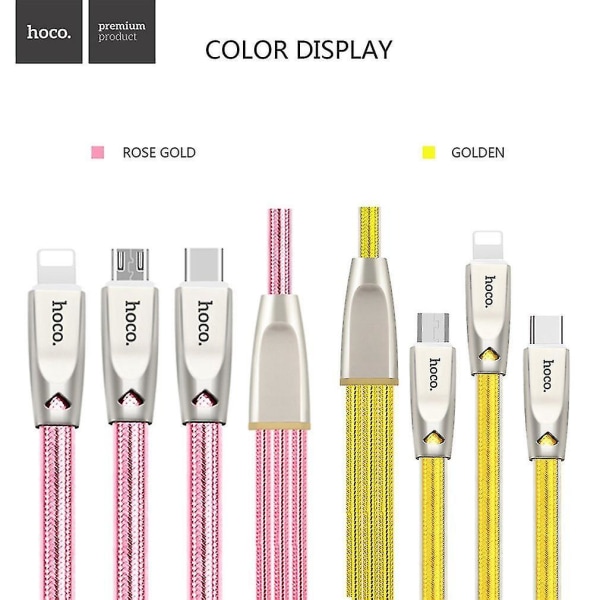 Hoco U9 3-i-1 Jelly Stickad Laddningskabel USB 3.0 TypeC MicroUSB