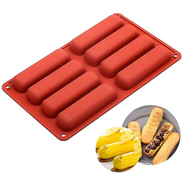 8 Huls Silikonform, Lange Strimler Eclair Form
