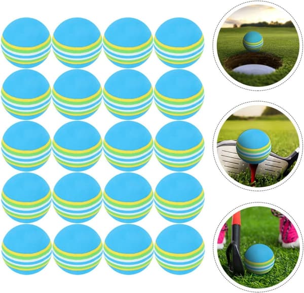 20 stk. 42 mm blå EVA golf træningsbolde elastiske indendørs trænings regnbuebolde til golftræning og spil