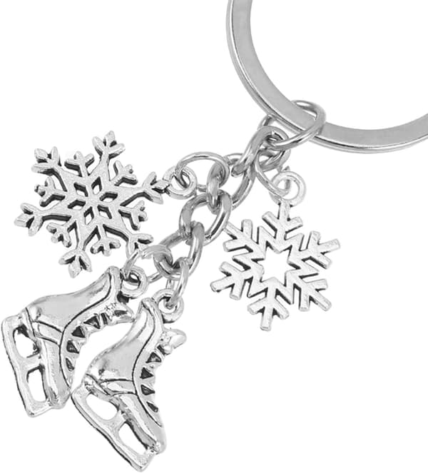 4 st vinter nyckelring berlocker set med konståknings- och snöflingeberlocker