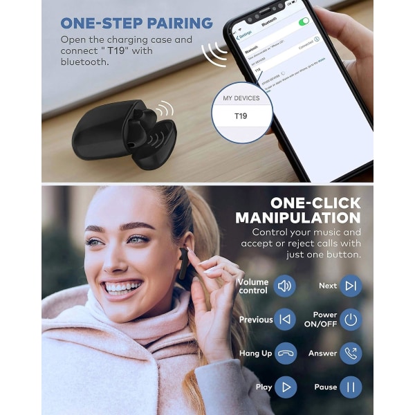 Sann trådlösa hörlurar, vattentäta Bluetooth-hörlurar