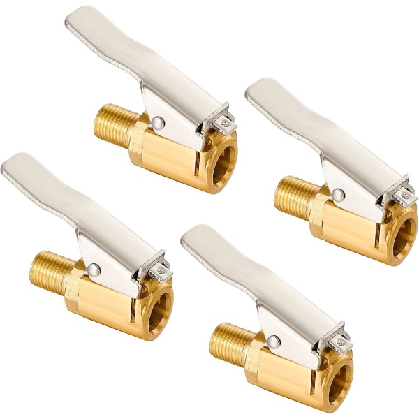 4 Pcs Brass Tire Air Chucks, Brass Tyre Valve Air Pump Clip, Car Air Pump Thread Nozzle Adapter(8mm)