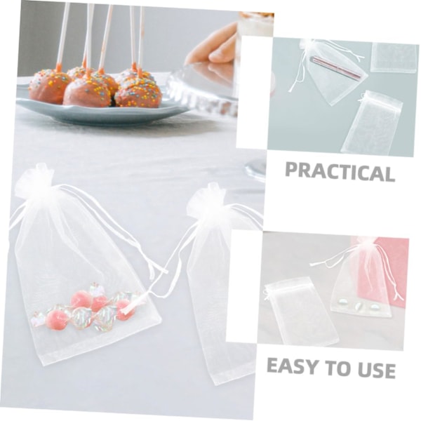 50 stk. Smykke Gavepose Snøre Organza Mesh Mini Poser Små Duftposer