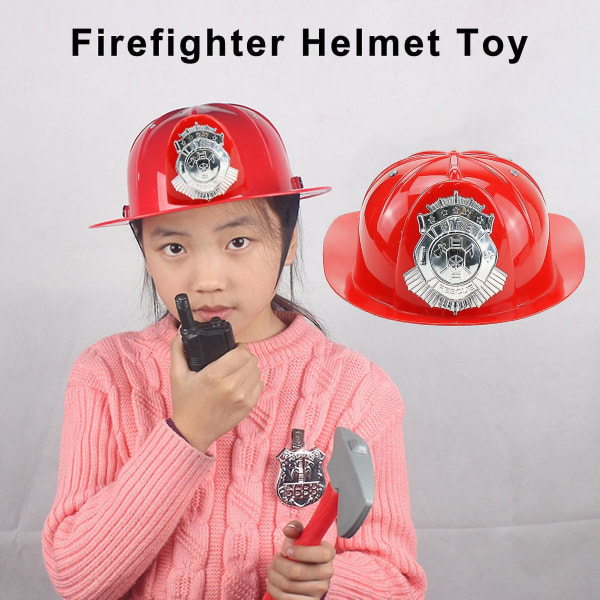 Firefighter Helmet Toy Stimulated Firefighter Helmet Children Cosplay Helmet Educational Thickened Firefighter Badge Helmet Toy Jiyuge