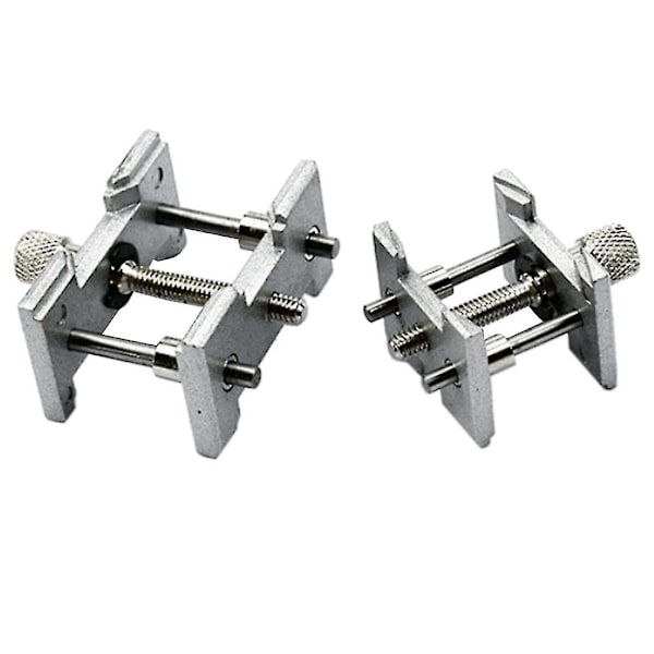2-pack Metalliskt Urverksshållare med Fast Bas Multifunktionell för Urmakare Urklämma Klockor Reparation