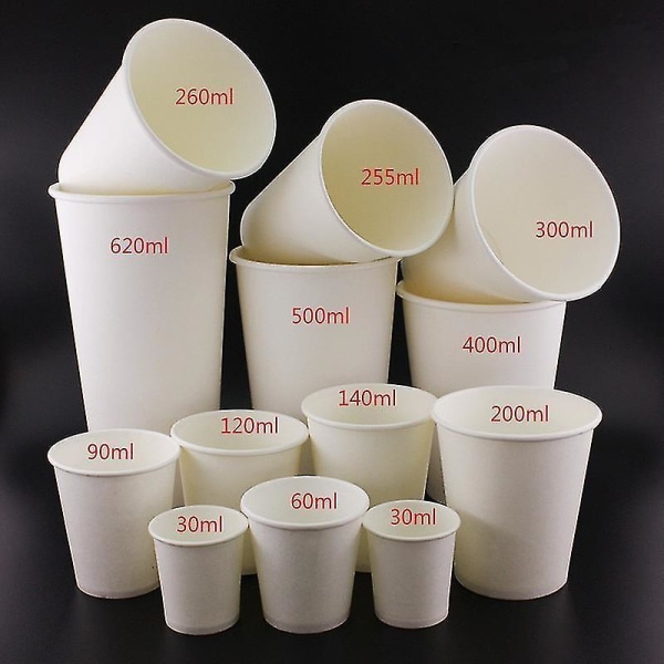 100 kpl Valkoisia kertakäyttöisiä kahvikuppeja Pienet paperijuomakupit