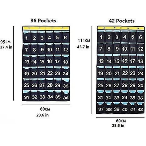 Nummerert arrangør klasseromslommeoversikt for mobiltelefoner (36 lommer)
