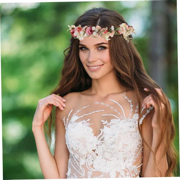 Boho Blomsterkrans Hårbånd til Kvinder Elegant Blomsterkrone Hårtilbehør Holdbart Design