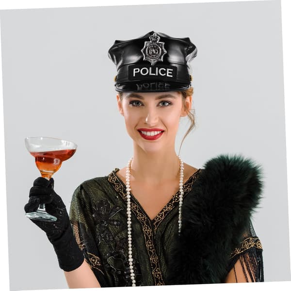 Polis Cosplay Hatt PU Material Scenföreställning Tillbehör