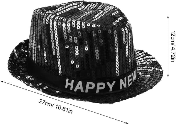 Glitter Paljett Jazzhatt: Nyttårs Glitrende Fedora - Fest Disco Hodeplagg