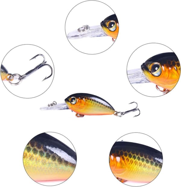 Bioniska flytande fiskedrag set 6st 6cm 5g Minnow simuleringsbete