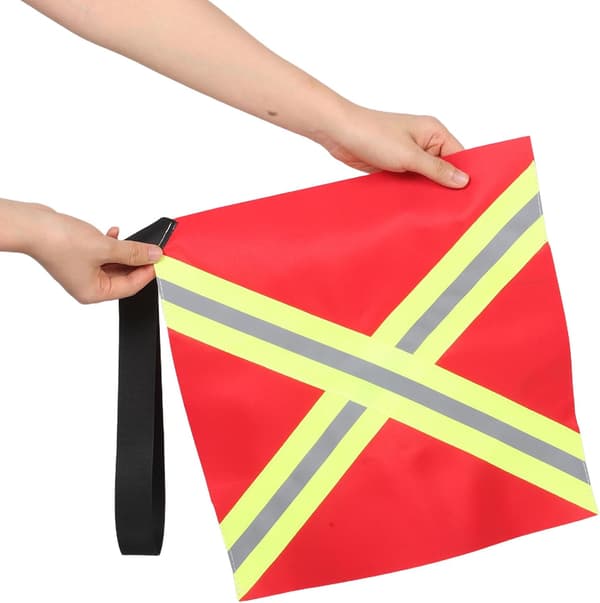 2 stk. kajakksikkerhetsflagg, reflekterende røde slepevarslingsflagg 30x30 cm med 30 cm stropp