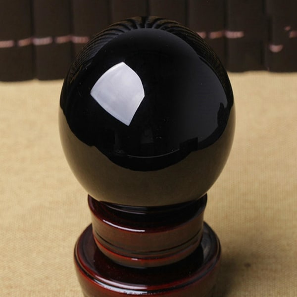 2x 80 mm naturlig svart kule stor krystallkule