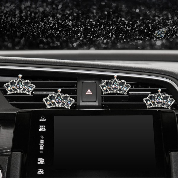 Bling Car Air Freshener Vent Clip, Bling Crown Car Aromatherapy Udstødnings Clip Ventilation Clip