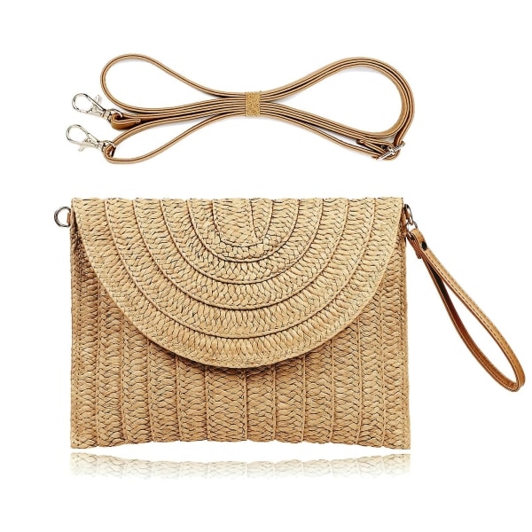 Halm Clutch Bag, Sommer Strand Halm Kvinners Lommebok, Vevd Konvoluttveske