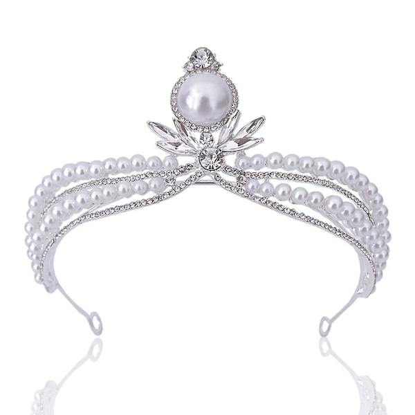 Kruunu Tiara Helmi- ja Strass Tiara Syntymäpäiväjuhliin Hääpuku Tarvikkeet
