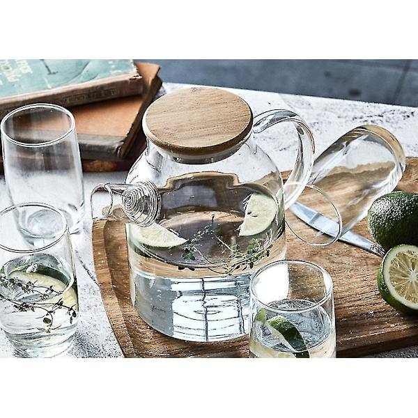 1800ml Varmebestandig Kande Glas Tekande Bambuslåg