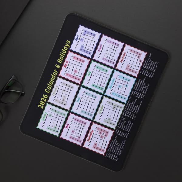 Kalender Musematte Gaming Sklisikker Skrivebordsmatte for Kontor Hjem Bærbar PC