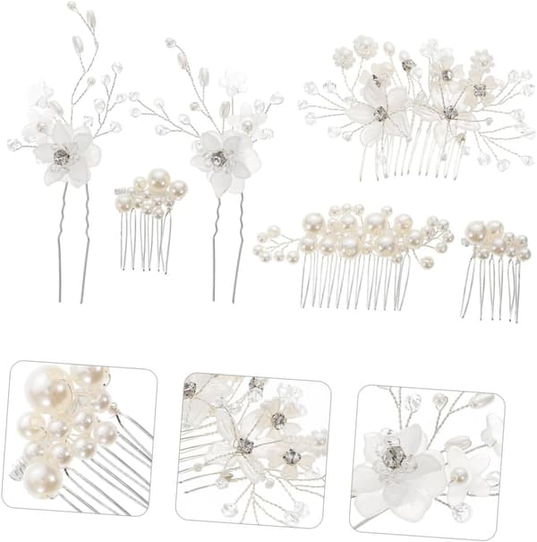6 st hårkammar eleganta brudhåraccessoarer för bröllop sidokammar blommig design för brudar och brudtärnor