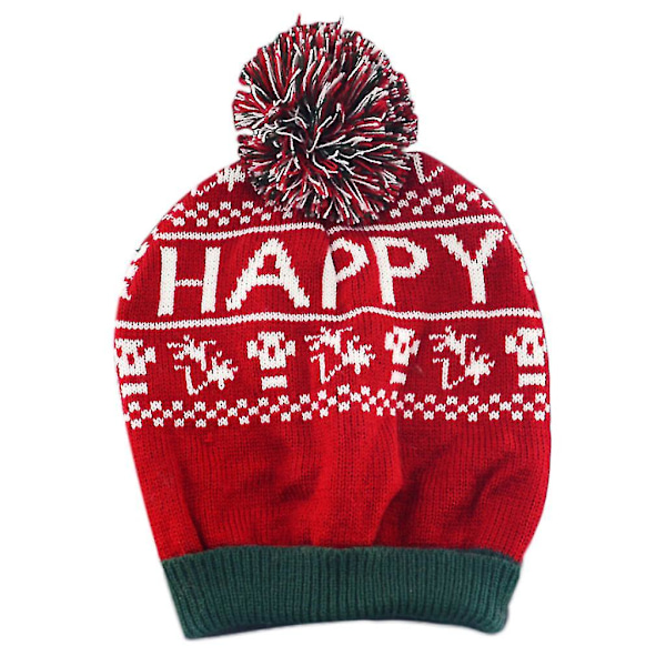 Damer Jule Snefnug Vinter Strikket Beanie Hat Sød Fluffy Pompom Stræk Cuffed Skull Cap Ørevarmer Ferie Festival Party Gaver
