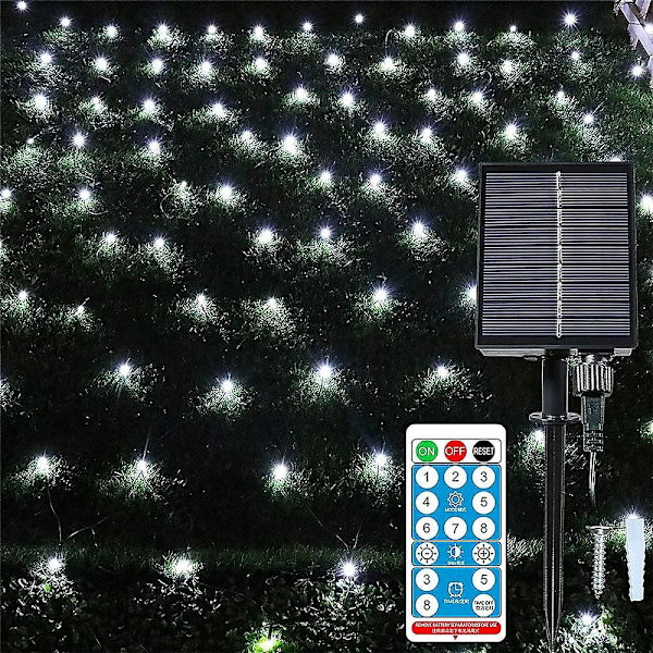 Nätformade Julbelysning Solcellsdrivna 8 Ljuslägen 3x2m 200 LED-lampor