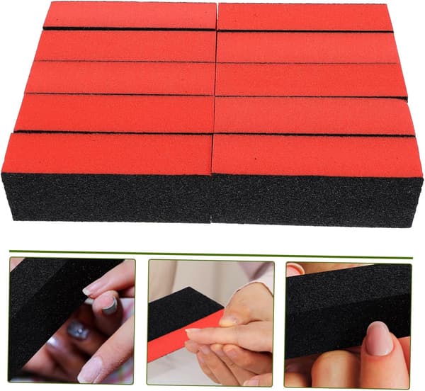 10 stk. sorte neglepoleringssvampbufferblokke 3-sidet elastisk bomuldsmanicurefiler